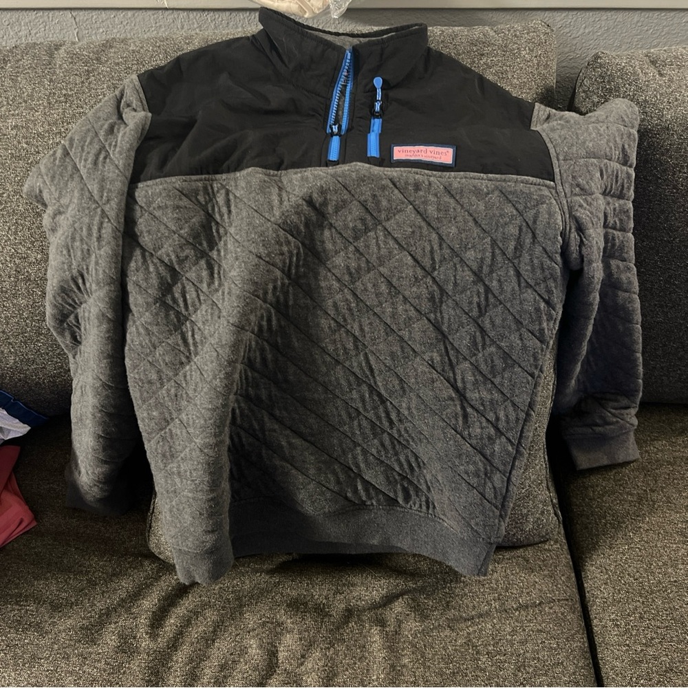 Vineyard Vines Quilted 1/4 Zip Pullover Sweatshirt Sweater Gray Mens size small